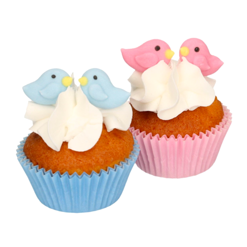 DCORATIONS EN SUCRE FUNCAKES - OISEAUX ROSES ET BLEUS