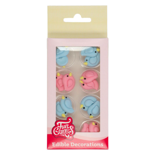 DCORATIONS EN SUCRE FUNCAKES - OISEAUX ROSES ET BLEUS