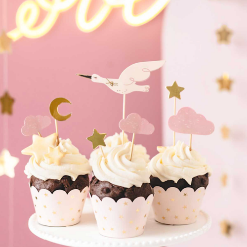 CUPCAKES TOPPER PARTYDECO - CIGOGNE