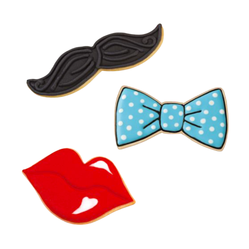 SET D'EMPORTE-PICES WILTON - MOUSTACHE / LVRES / NOEUD PAPILLON