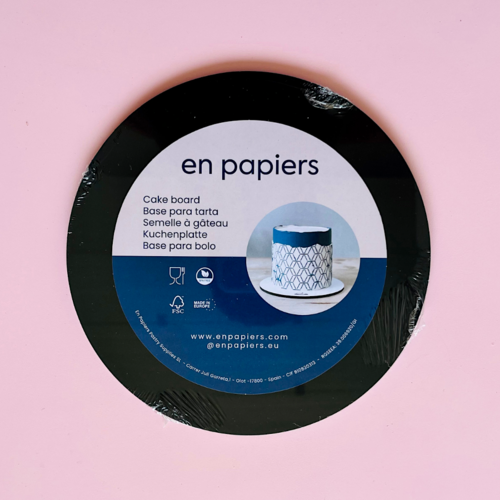 BASE RONDE NOIRE "EN PAPIERS" - 15 CM