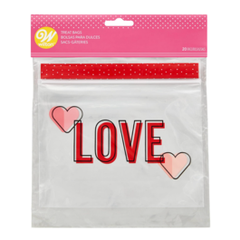 SACHETS  BONBONS WILTON (FERMETURE ZIP) - LOVE (20 U)