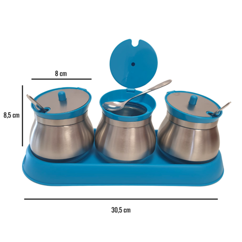 SET DE RANGEMENT POUR USTENSILES DE CUISINE - BLEU