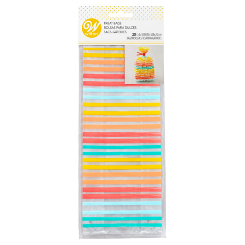 SACS  FRIANDISES WILTON - RAYURES COLORES (20 U)