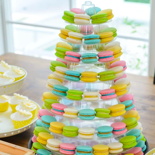 STAND DE MACARONS TRANSPARENT - ROND (10 NIVEAUX)