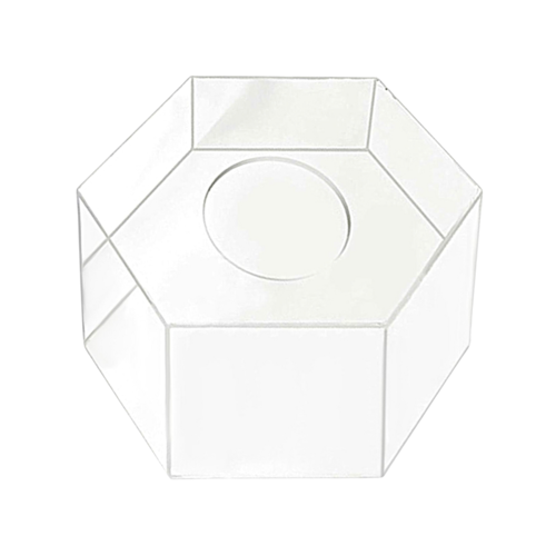 SUPPORT HEXAGONAL TRANSPARENT POUR GTEAUX - 20 CM / H 15 CM