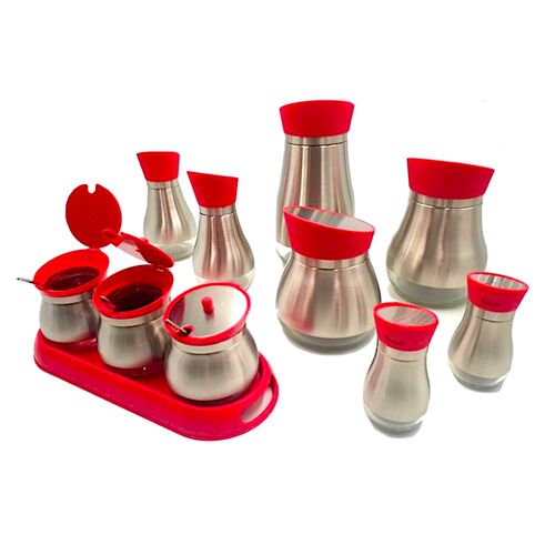 SET DE RANGEMENT POUR USTENSILES DE CUISINE - ROUGE