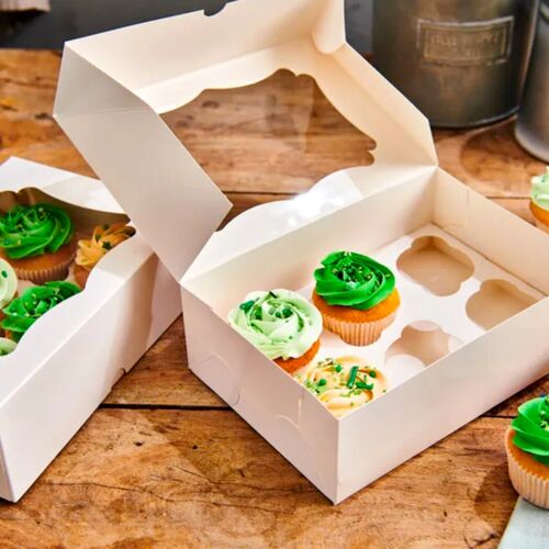 BOÎTE À 6 CUPCAKES BLANCHE AVEC FENÊTRE - FUNCAKES (25 U)