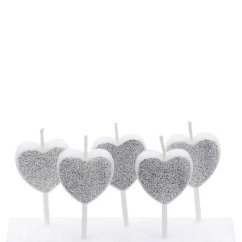 VELAS CORAZONES PLATEADOS