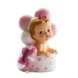 FIGURINE POUR GTEAU BB CADEAU ET BALLONS ROSE