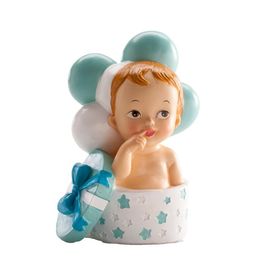 FIGURINE POUR GTEAU BB CADEAU ET BALLONS BLEU