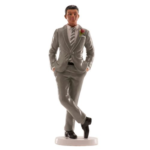 FIGURINE POUR GTEAU HOMME COSTUME GRIS