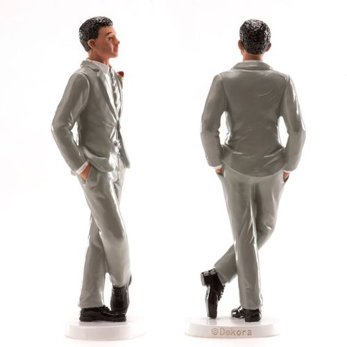 FIGURINE POUR GTEAU HOMME COSTUME GRIS