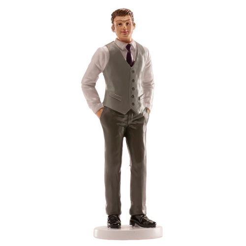 FIGURINE POUR GTEAU HOMME GILET GRIS