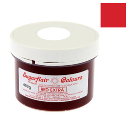 COLORANT EN PTE SUGARFLAIR - RED EXTRA / EXTRA ROUGE 400 G